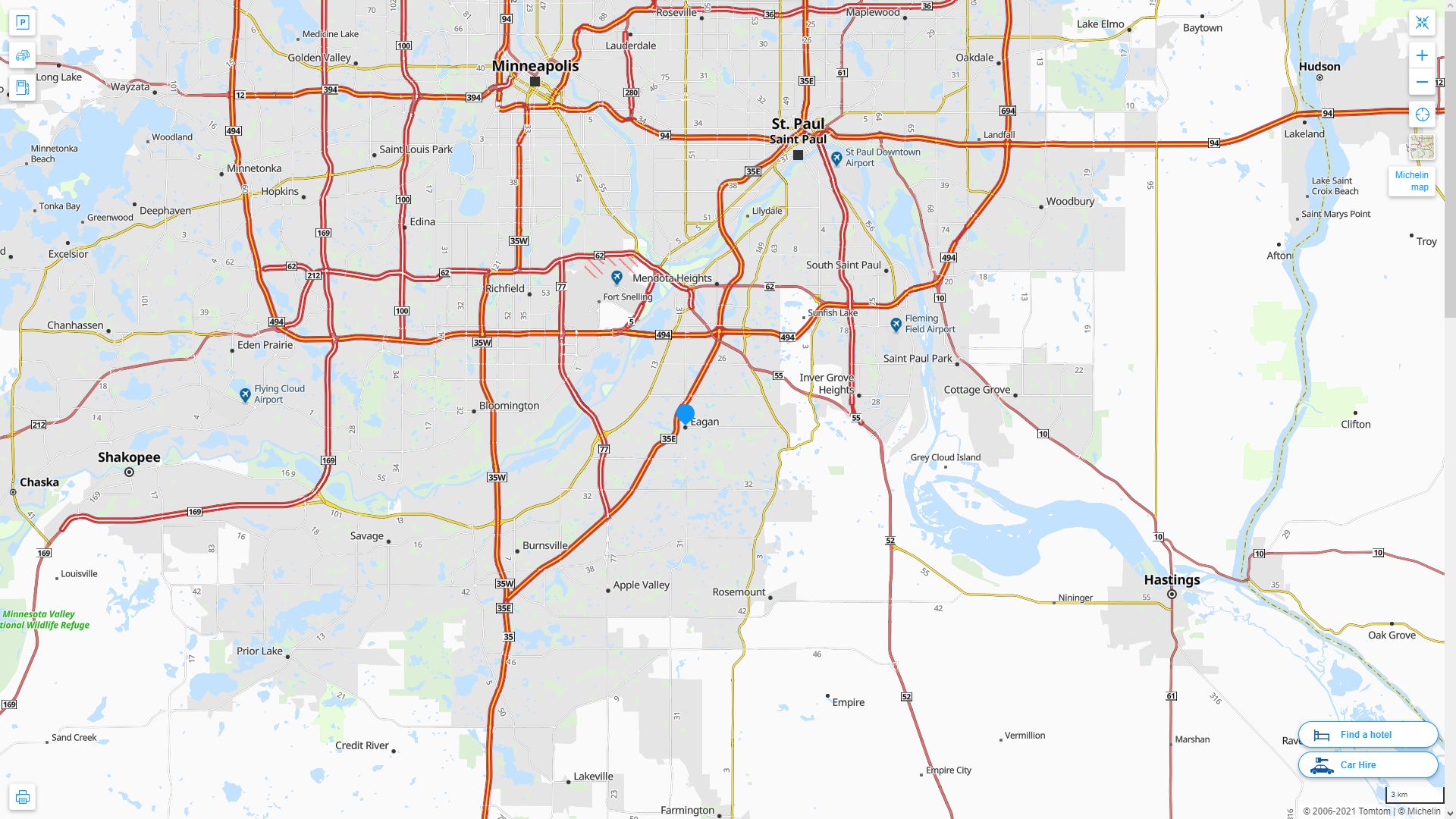 Eagan Minnesota Highway and Road Map